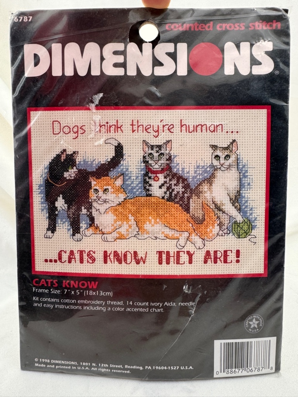 Dimensions Counted Cross Stitch Kit Cats Know 7x5 Vintage 90’s Embroidery Craft